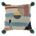 Saro Lifestyle SARO 2190.M18SD 18 in. Square Multicolor Geometric Embroidered Throw Pillow with Down Filling 2190.M18SD